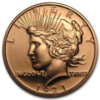 Měděná mince 1 oz Peace Dollar
