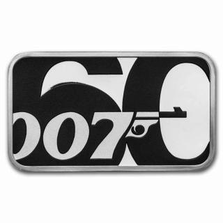 Mince stříbrná 1 oz 60. výročí James Bond 007 2022 Kolorovaná Proof