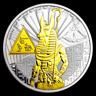 Stříbrná mince 1 oz Anubis  Egyptian Gods 2023 Zlacená