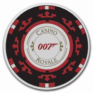 Stříbrná mince 1 oz Casino Royale Chip James Bond 007 Kolorovaná v kartě