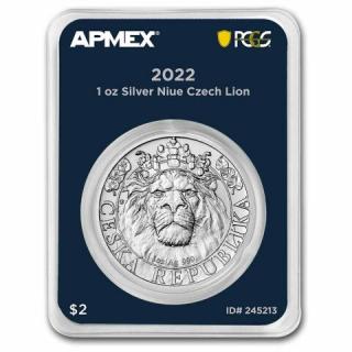 Stříbrná mince 1 oz Český lev 2022 Apmex MintDirect® PCGS