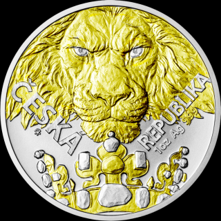 Stříbrná mince 1 oz Český lev 2022 Pozlacená