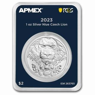 Stříbrná mince 1 oz Český lev 2023 Apmex MintDirect® PCGS (Czech Lion 2023 Apmex Mint Direct PCGS First Strike)