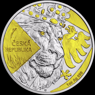 Stříbrná mince 1 oz Český lev 2024 Pozlacená