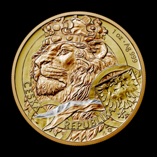 Stříbrná mince 1 oz Český lev 2025 Duálně zlacený
