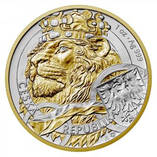 Stříbrná mince 1 oz Český lev 2025 Zlacený