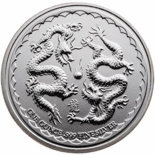Stříbrná mince 1 oz Dvojitý drak 2018 BU