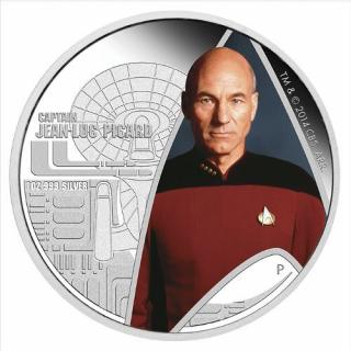 Stříbrná mince 1 oz Kapitán Jean-Luc Picard Star Trek 2015 Kolorovaná Proof