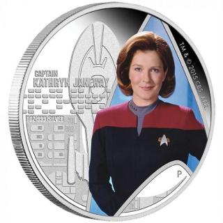 Stříbrná mince 1 oz Kapitánka Kathryn Star Trek 2015 Kolorovaná Proof
