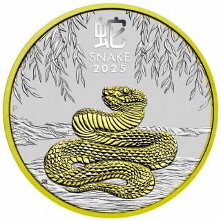 Stříbrná mince 1 oz Lunární série III 2025 Rok hada zlacený