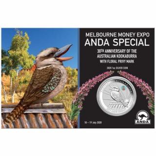 Stříbrná mince 1 oz Money Expo ANDA 30th Kookaburra Pink Common Health Melbourn