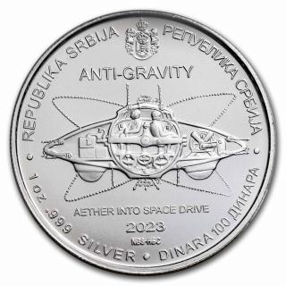 Stříbrná mince 1 oz NIKOLA TESLA - Antigravitační stroj 2023 BU