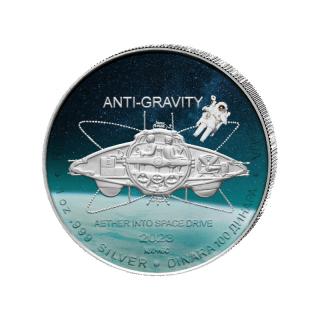 Stříbrná mince 1 oz NIKOLA TESLA  Antigravitační stroj 2023 Kolorovaná