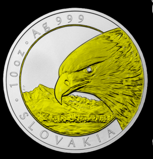 Stříbrná mince 1 oz Orel 2022 Zlacený