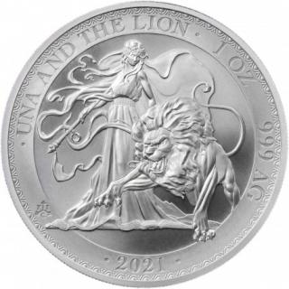 Stříbrná mince 1 oz Svatá Helena Una a lev 2021