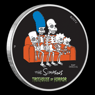 Stříbrná mince 1 oz Treehouse of Horror The Simpsons 2022 Proof Kolorovaná