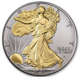Stříbrná mince 1 oz U.S. Eagle Typ 2 Pozlacená