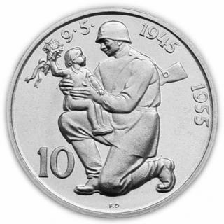 Stříbrná mince 10 Kč Desetikoruna 1945-1955 (1944-1954)