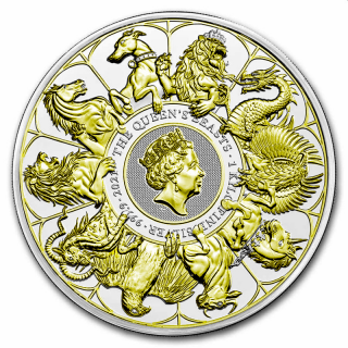 Stříbrná mince 1000g Queen's Beasts Completer 2021 Zlacená