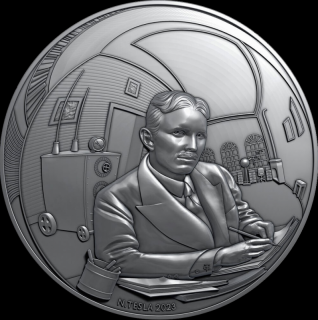 Stříbrná mince 2 oz Nikola Tesla Genius 2023 Dark Proof