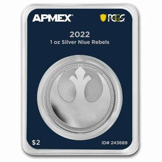 Stříbrná mince Aliance rebelů Star Wars 2022 Apmex MintDirect® PCGS