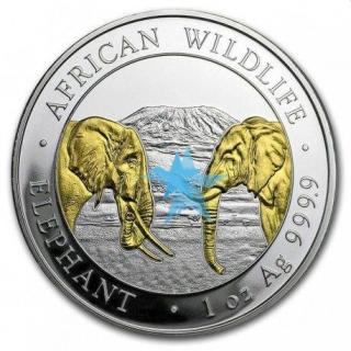 Stříbrná mince Elephant zlacená 1 oz 2020