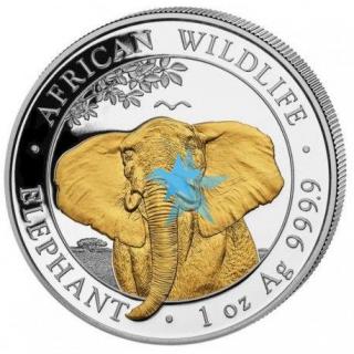 Stříbrná mince Elephant zlacená 1 oz 2021