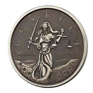 Stříbrná mince Gibraltar Lady Justice 1 oz 2021 Ostařená