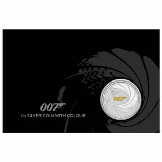 Stříbrná mince James Bond 007 v kartě 1 oz 2021 kolorovaná