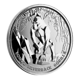 Stříbrná mince Kongo Gorilla 1 oz 2021