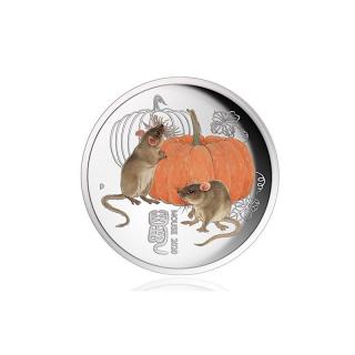 Stříbrná mince Lunar Mouse 1/4 oz 2020 Kolorovaná