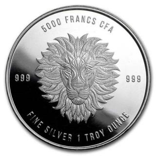 Stříbrná mince Mandala Lion Chad 5000 CFA 1 oz 2018