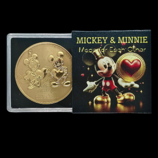 Stříbrná mince Mickey &amp; Minnie Mouse 1 oz 2023 Pozlacená