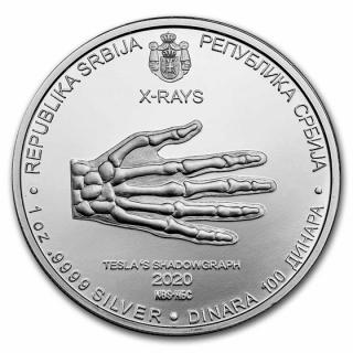 Stříbrná mince Nikola Tesla X-Rays 1 oz 2020