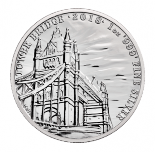 Stříbrná mince Pamětihodnosti Británie Tower Bridge 1 oz 2018