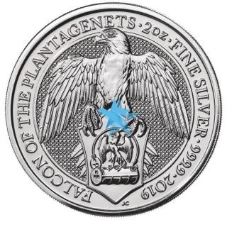 Stříbrná mince Queen Beast Falcon of the Plantagenets 2 oz 2019