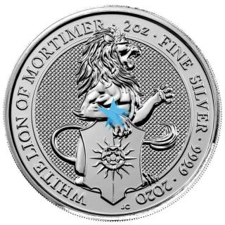 Stříbrná mince Queen Beast White Lion 2 oz 2020