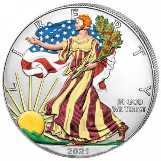 Stříbrná mince U.S. Silver Eagle 1 oz 2021 kolorovaná