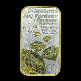 Stříbrný slitek 1 oz James Bond 007 &quot;Diamanty jsou věčné&quot; 2022 Pozlacená Limitovaná edice