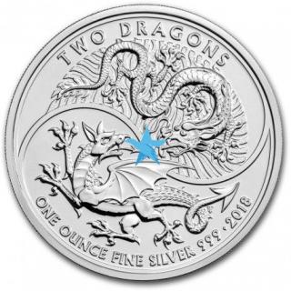 UK Stříbrná mince Two Dragons 1 oz 2018