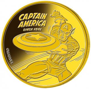 Zlatá mince 0,5 g Marvel Kapitán America Proof v kartě
