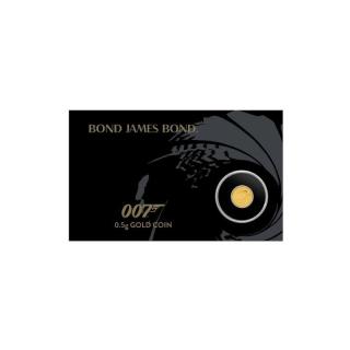 Zlatá mince 0,5 gramu Logo James Bond 007 2020 v kartě