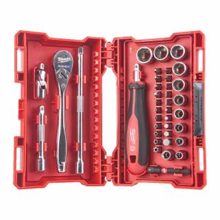 Milwaukee sada 1/4" ráčny, šroub. a hlavic 38 ks
