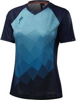 Tričko Specialized Andorra Comp Jersey SS W turquoise collage 2019 Velikost: XS, Barva: modrá