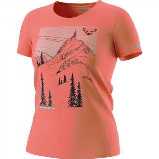 Triko Dynafit 24/7 Artist Series Dri T-Shirt W hot coral/ski traces on top 2023 Velikost: L, Barva: korálová