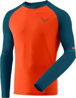 Triko Dynafit ALPINE PRO LS TEE petrol/dawn 2022 Velikost: XL, Barva: oranžová / modrá