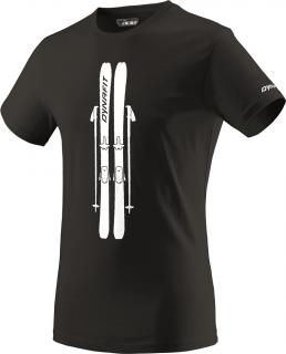 Triko Dynafit Graphic Cotton S/S TEE black out/skis 2024 Velikost: XL, Barva: černá