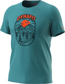 Triko Dynafit Graphic Cotton S/S TEE mallard blue 2023 Velikost: L, Barva: modrá