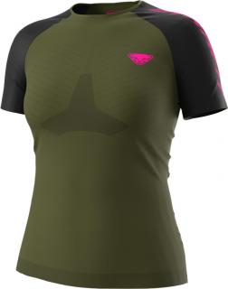 Triko Dynafit Ultra S-Tech W S/S TEE winter moss 2023 Velikost: M / L, Barva: zelená / černá