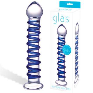 Skleněné dildo - Blue Spiral